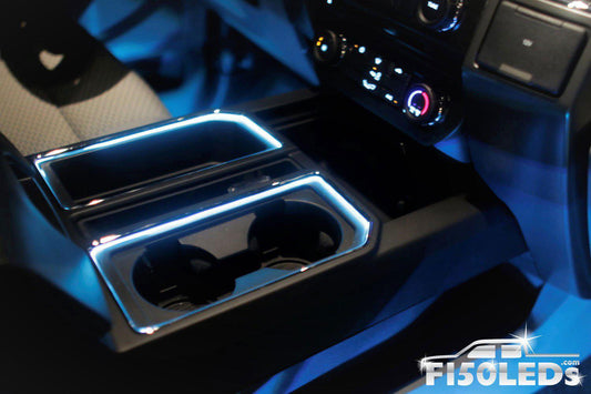 2015 - 2020 F150 Interior Cup Holder Ring Light Kit-2015-18 F150 LEDS-F150LEDs.com