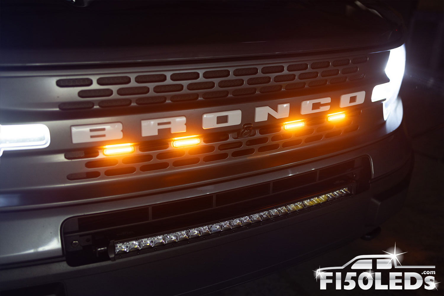 Raptor Style LED Grille For 2021-2024 Ford Bronco - Matte Black With Illuminated Letters