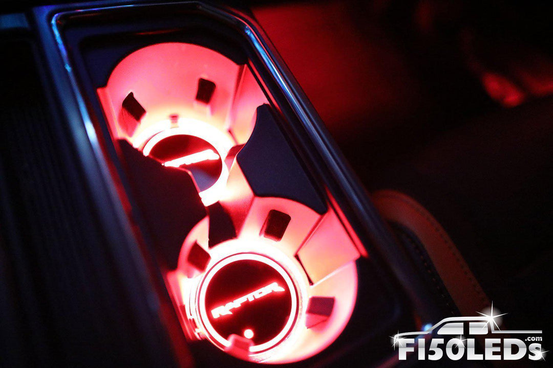 2010-14 F150 Raptor LED Cup Holder Coaster Kit-2010-14 F150 RAPTOR LEDS-F150LEDs.com