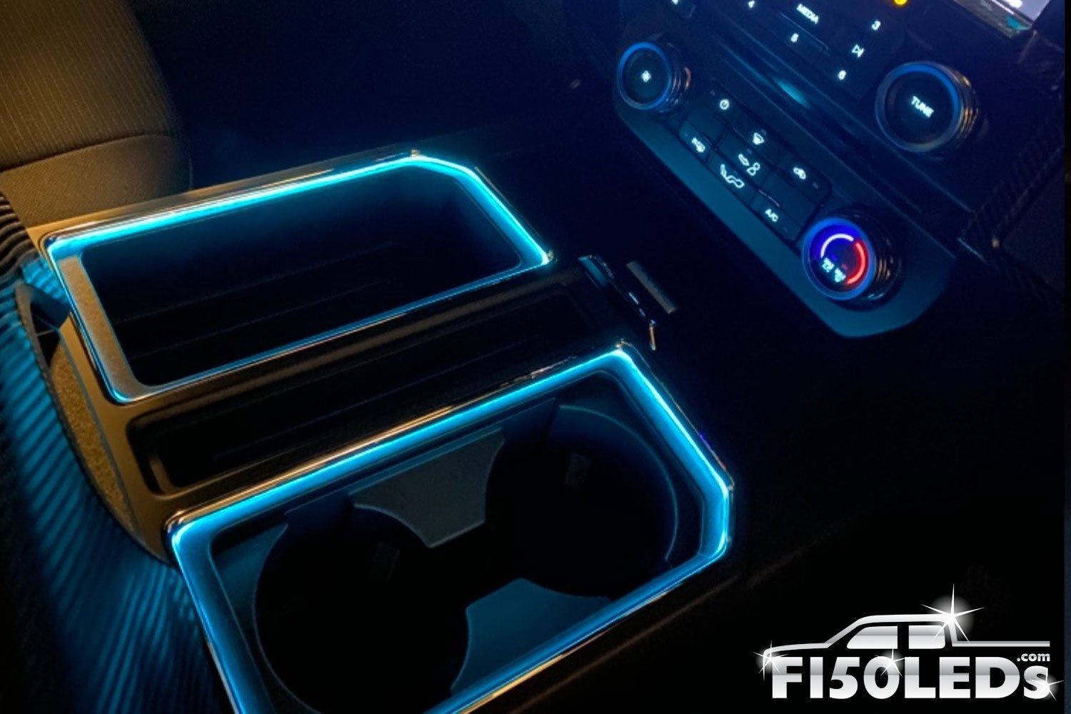 2015 - 2020 F150 Interior Cup Holder Ring Light Kit-F150LEDs.com