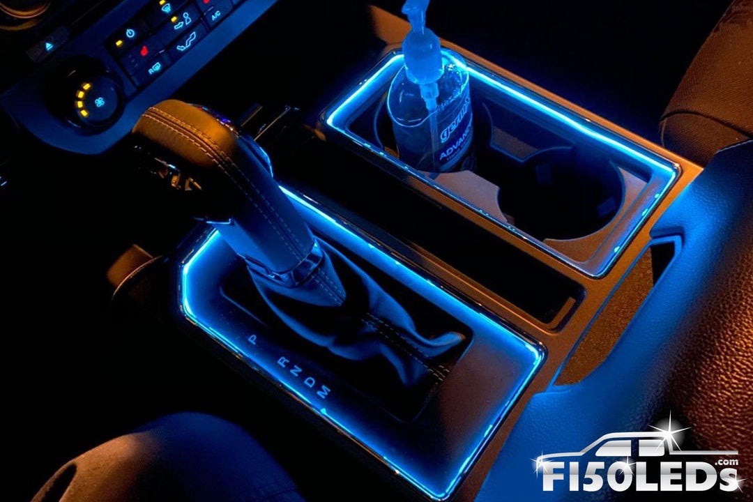 2015 - 2020 F150 Interior Cup Holder Ring Light Kit-2015-18 F150 LEDS-F150LEDs.com