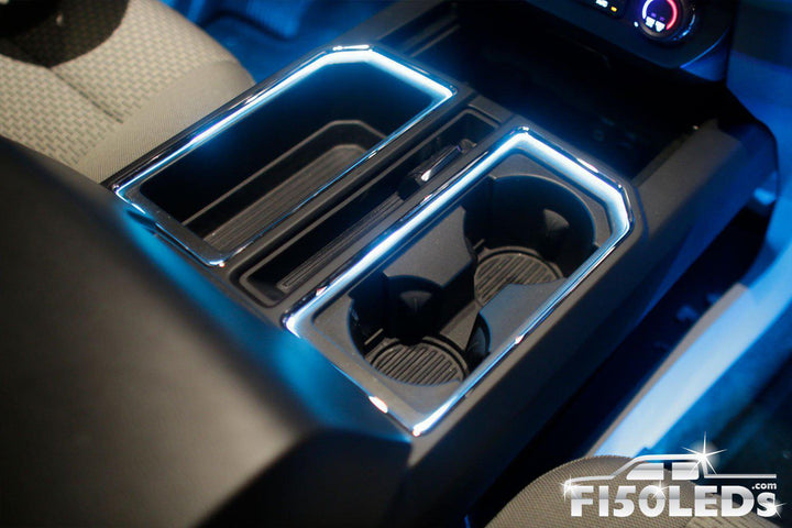 2015 - 2020 F150 Interior Cup Holder Ring Light Kit-2015-18 F150 LEDS-F150LEDs.com