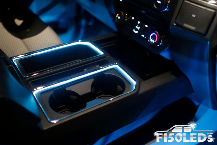 2015 - 2020 F150 Interior Cup Holder Ring Light Kit-2015-18 F150 LEDS-F150LEDs.com