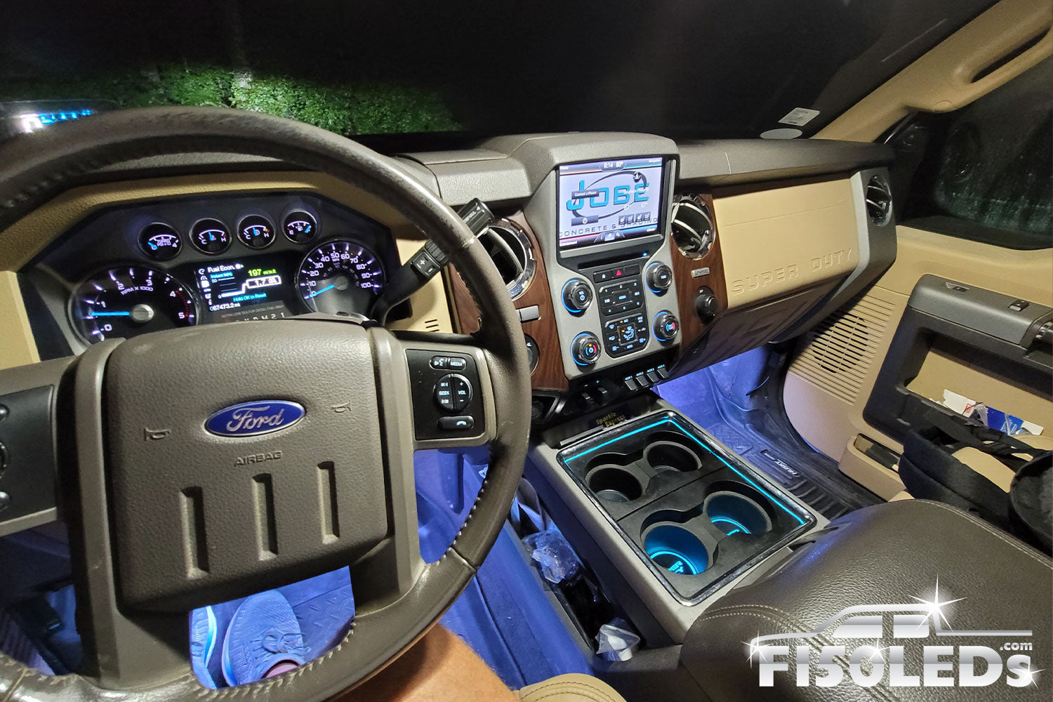 thumbnail image 2 of Fyre Flys 7-Piece Blue LED Interior Light Kit For 2011-2015 Ford Super Duty – Includes License Plate Bulbs (T10/194/906) 2 of 6