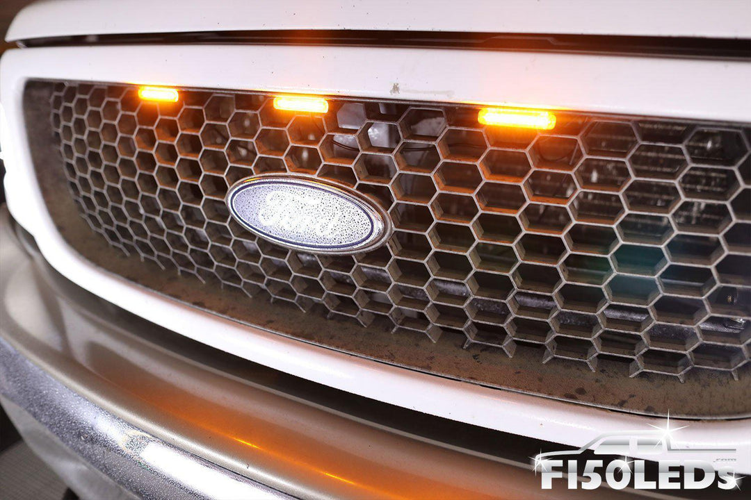 Ford F150 1997-03 Raptor Style Extreme Amber LED grill Kit-1998-2003 F150 LEDS-F150LEDs.com