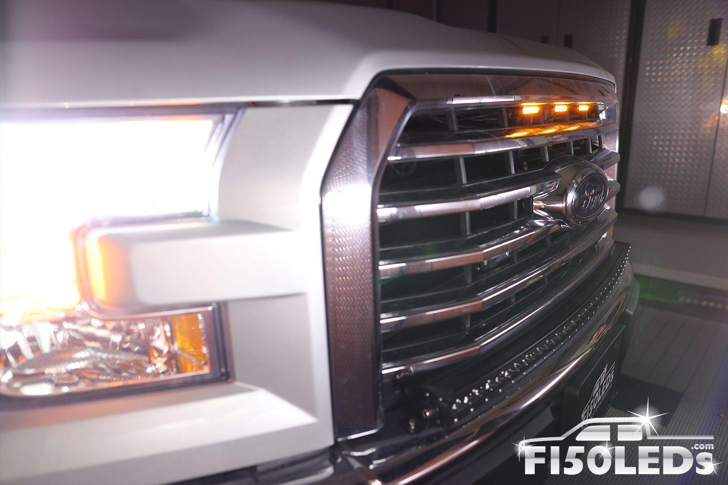 Ford F150 2015 - 2020 Raptor Style Extreme Amber LED grill Kit-2015-18 F150 LEDS-F150LEDs.com