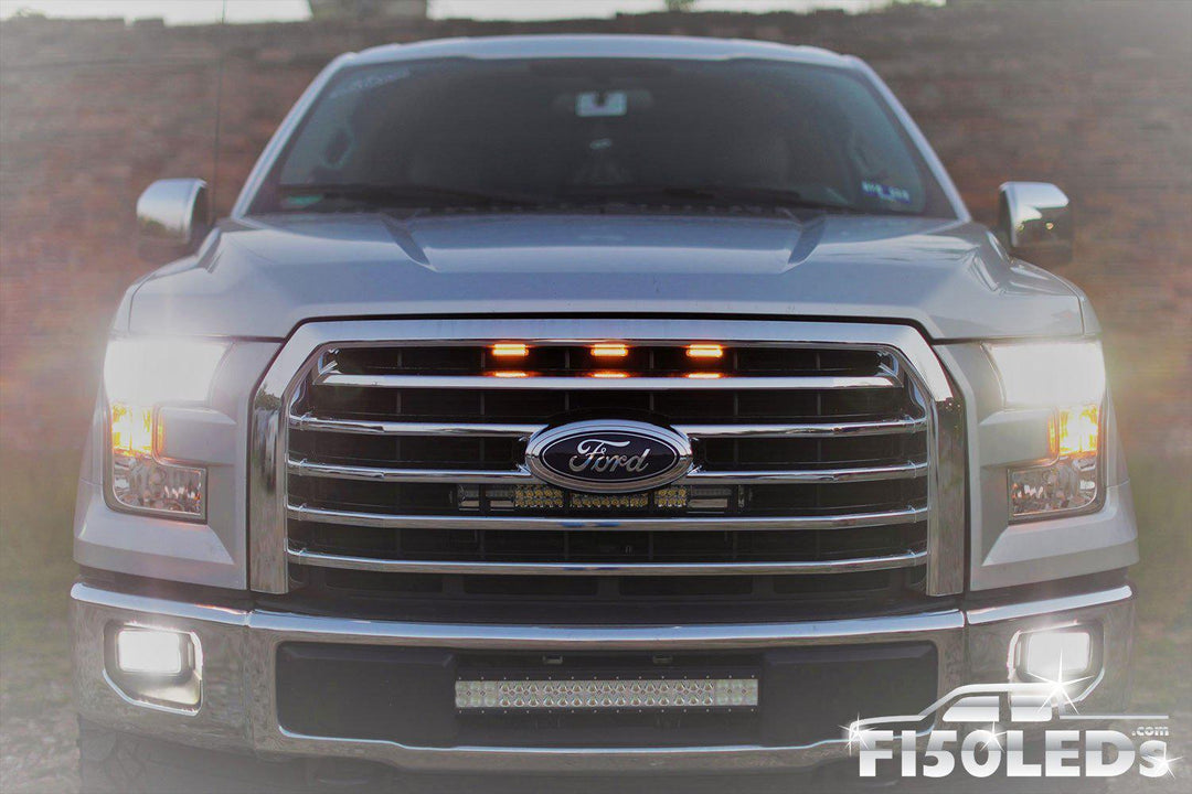 Ford F150 2015 - 2020 Raptor Style Extreme Amber LED grill Kit-2015-18 F150 LEDS-F150LEDs.com