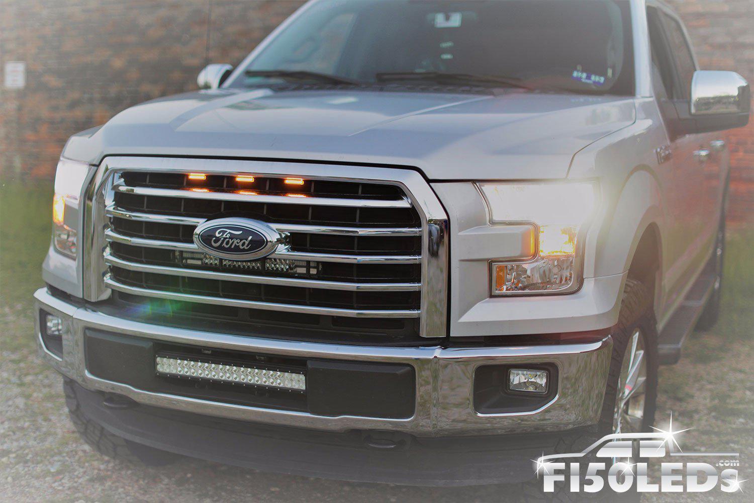 2016 F150 Raptor Grill Set Of 3 Amber Raptor Style LED Grille Running Lights For 2015-2017 Ford F-150 Grill Led Lights For Trucks - Foto 7