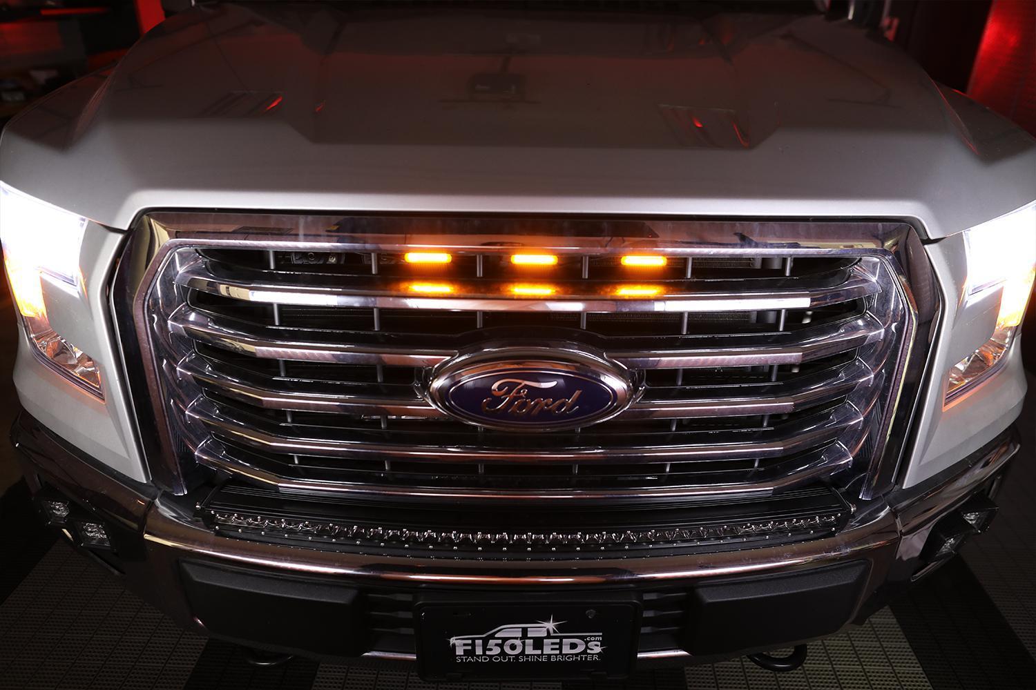 Ford F150 2015 - 2020 Raptor Style Extreme Amber LED grill Kit-2015-18 F150 LEDS-F150LEDs.com