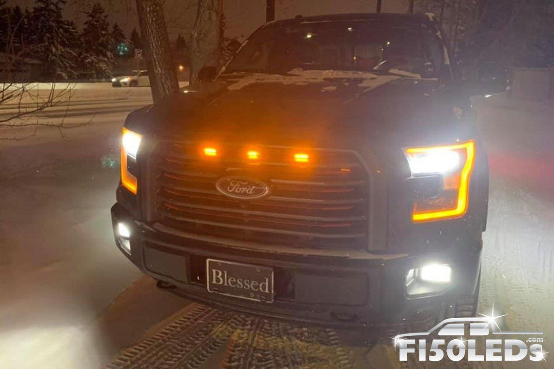 Ford F150 2015 - 2020 Raptor Style Extreme Amber LED grill Kit-2015-18 F150 LEDS-F150LEDs.com