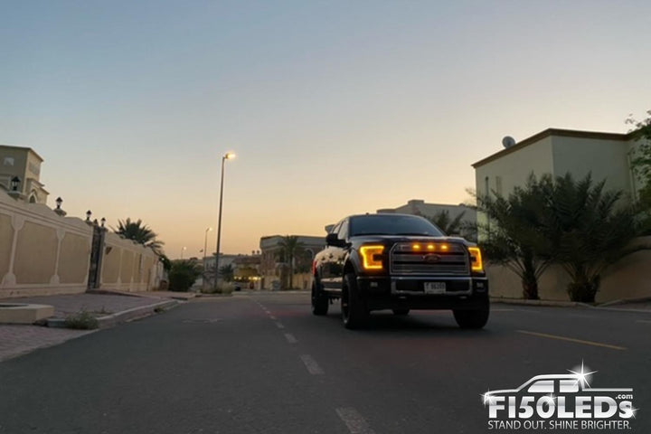 Ford F150 2015 - 2020 Raptor Style Extreme Amber LED grill Kit-2015-18 F150 LEDS-F150LEDs.com