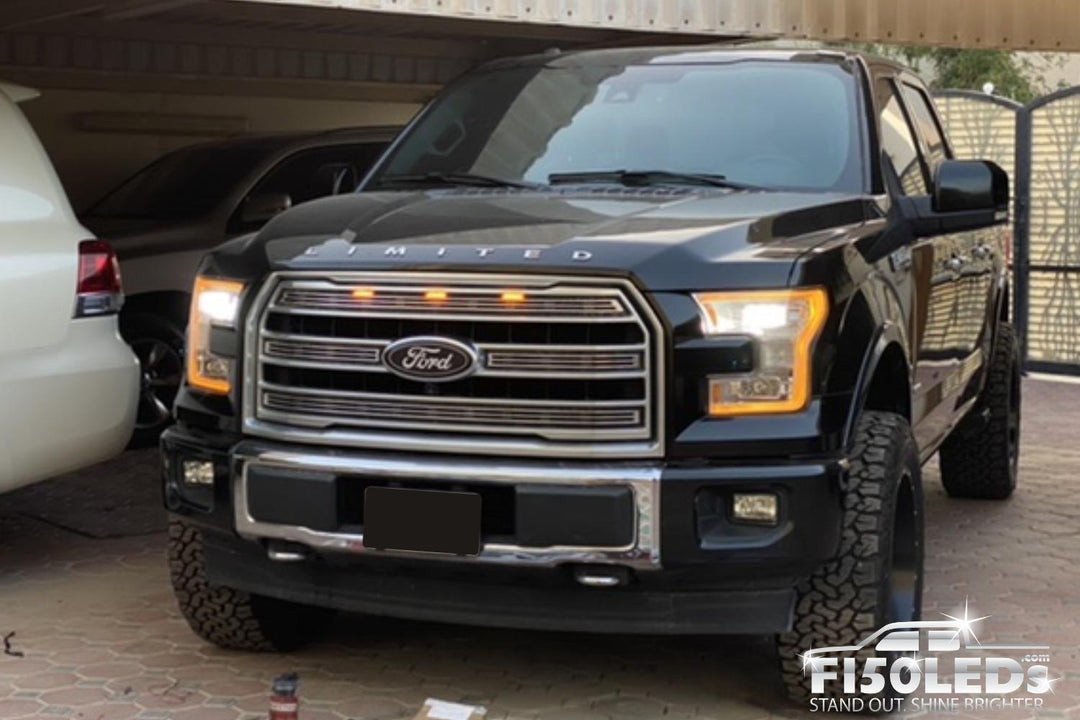 Ford F150 2015 - 2020 Raptor Style Extreme Amber LED grill Kit-2015-18 F150 LEDS-F150LEDs.com