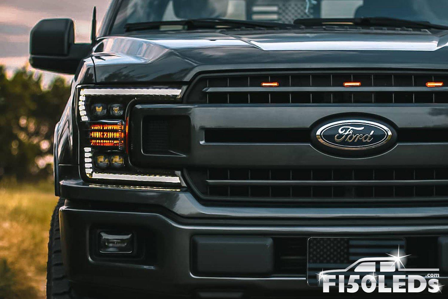Ford F150 2015 - 2020 Raptor Style Extreme Amber LED grill Kit-2015-18 F150 LEDS-F150LEDs.com